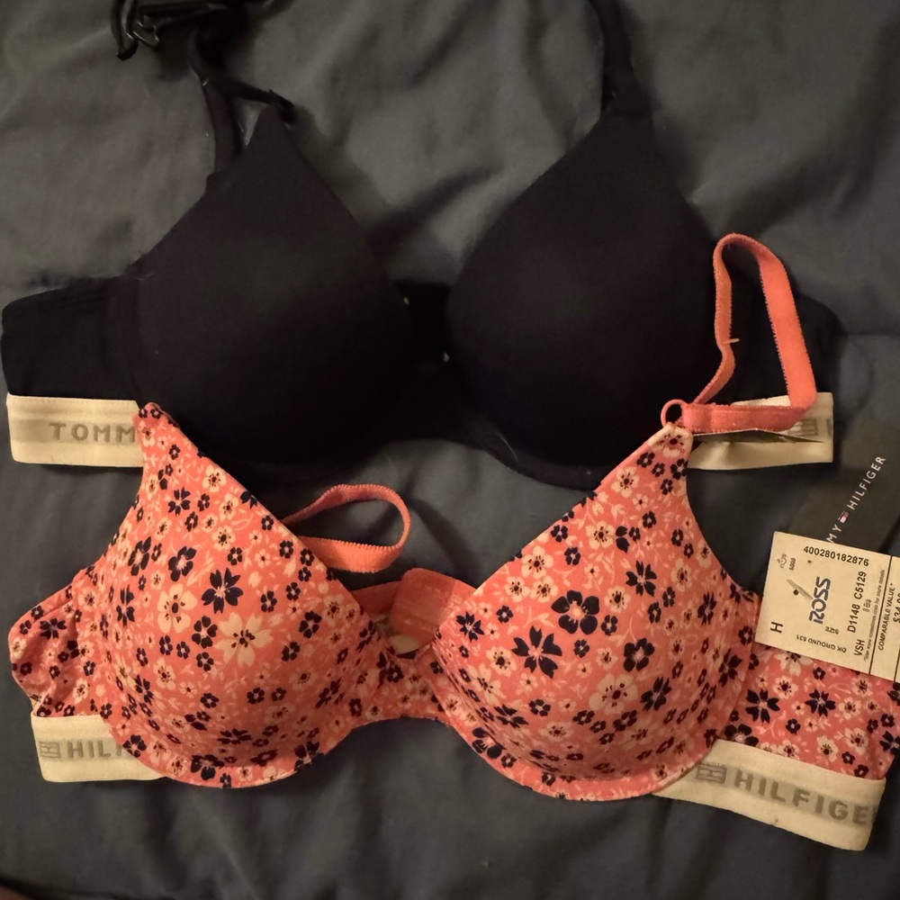 Tommy Hilfiger Black and Floral Pink Bra Set